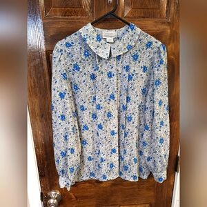 Vtg Compositions Sheer Floral Blouse,  size 12